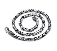 VOYADE Hombres Plata Esterlina Collar De Cadena Bizantina, Chicos Plata Esterlina 925 Estilo Italiano Chunky Hip Hop Joyería,Silver 60cm,4mm thick