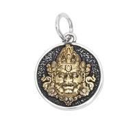 VOYADE S925 Pendentif En Argent Sterling Jaune Dieu De La Richesse, Vintage Fashion Hundred Sterling Silver Pendant Necklace,Plata,Pendant + Chain 50cm