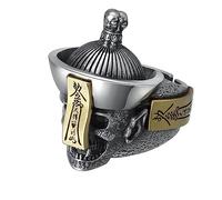 VOYADE S925 Plata De Ley Anillo De Moda De Los Hombres, Calavera Abierta Personalizada De La Vendimia Y El Anillo De Zombies Crossbones,Plata,13