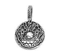 VOYADE S925 Plata Esterlina Retro Tridimensional Smiley Face Colgante, Los Hombres Y Las Mujeres Simples Personalidad Collar Colgante De Plata Esterlina,Plata,Pendant + Chain 60cm