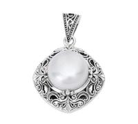 VOYADE S925 Plata Esterlina Square Vine Pearl Pendant, Las Mujeres De La Moda Hip Hop Collar Colgante De Plata Esterlina,Plata,Single Pendant