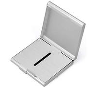 Voyage Pitillera de metal para hombre, con capacidad para 20 cigarrillos, fina, de aluminio, elegante pitillera (plata), plateado