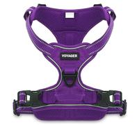 Voyager - Arnés para Perro, con Doble Correa, sin tirones, Ajustable, Suave Pero Fuerte, para Perros medianos y Grandes, con tecnología Reflectante 3M, celosía púrpura, XL (Pecho: 28-37 Pulgadas)