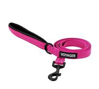Voyager Correa Reflectante para Perro con Mango de Neopreno, 5 pies de Largo, soporta Cachorros de Raza pequeña, Mediana y Grande, Linda y Resistente para Caminar, Correr y Entrenar, Fucsia, L