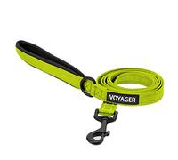 Voyager - Correa Reflectante para Perro con Mango de Neopreno, 5 pies de Largo, soporta Cachorros de Raza pequeña, Mediana y Grande, Bonita y Resistente para Caminar, Correr y Entrenar, Verde Lima