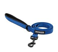 Voyager - Correa Reflectante para Perro con Mango de Neopreno, 6 pies de Largo, soporta Cachorros de Raza pequeña, Mediana y Grande, Bonita y Resistente para Caminar, Correr y Entrenar, Azul Rey, L