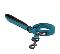Voyager - Correa Reflectante para Perro con Mango de Neopreno, 6 pies de Largo, soporta Cachorros de Raza pequeña, Mediana y Grande, Bonita y Resistente para Caminar, Correr y Entrenar, Turquesa, L