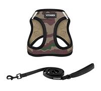 Voyager Step-in Air All Weather Mesh Harness and Reflective Dog 5 ft Leash Combo with Neoprene Handle, for Small, Medium and Large Breed Puppies by Best Pet Supplies - Army/Black Trim, XX-Small