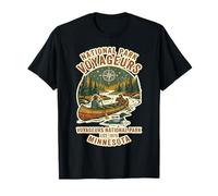 Voyageurs National Park Minnesota Vintage Canoa & Loon Art Camiseta