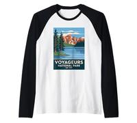 Voyageurs National Park Vintage Camping Senderismo Hombres Mujeres Camiseta Manga Raglan