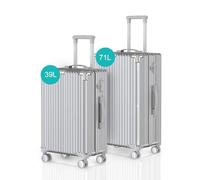 Voyagoux Juego Maletas de Viaje 2 Piezas - 39L & 71L, Maletas de Viaje, con Cerradura TSA, ABS, 4 Ruedas de 360°, Suitcase, Maleta Robusta y Ligera, Plateado