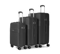 VOYAN Juego de Maletas Bio Negro, Set de Trolley de Viaje Rígido con Maleta de Cabina 10kg, Maleta Mediana y Maleta Grande 20kg, Equipaje Ligero y Resistente con Cerradura de Seguridad