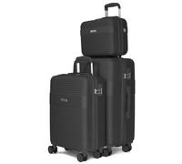 VOYAN Juego de Maletas Bio Negro, Set de Trolley Rígido con Maleta de Cabina, Maleta Mediana y Neceser, Equipaje Ligero y Resistente con Cerradura de Seguridad y Ruedas Dobles 360°