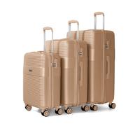 VOYAN Juego de Maletas Bio Oro, Set de Trolley de Viaje Rígido con Maleta de Cabina, Maleta Mediana y Maleta Grande, Equipaje Ligero y Resistente con Cerradura de Seguridad y Ruedas 360°