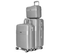 VOYAN Juego de Maletas Bio, Set de Trolley Rígido con Maleta de Cabina, Maleta Mediana y Neceser, Equipaje Ligero y Resistente con Cerradura de Seguridad y Ruedas Dobles 360°, Gris