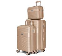 VOYAN Juego de Maletas Bio, Set de Trolley Rígido con Maleta de Cabina, Maleta Mediana y Neceser, Equipaje Ligero y Resistente con Cerradura de Seguridad y Ruedas Dobles 360°, Oro