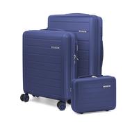 Voyan Juego de Maletas SDR Azul, Set de Trolley Rígido Expandible con Maleta de Cabina, Maleta Mediana y Neceser, Equipaje de Viaje con Cerradura de Seguridad y Ruedas Dobles Giratorias