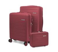 Voyan Juego de Maletas SDR Granate, Set de Trolley Rígido Expandible con Maleta de Cabina, Maleta Mediana y Neceser, Equipaje de Viaje con Cerradura de Seguridad y Ruedas Dobles Giratorias