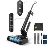Vozascly W12SE Aspiradora inalámbrica y limpiadora de Suelos, Lava y aspira Suelos, Auto-limpiante, Autonomía 45 min, Anti-enredamiento de Cabello, Desinfección electrolítica, Depósito Doble 1,15L