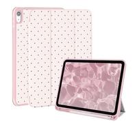 Vozehui Bonita funda de lunares rosas de 11/11 pulgadas para iPad (A16) de 11/10ª generación con soporte para lápices, funda protectora de triple pliegue a prueba de golpes con encendido y apagado