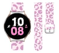 Vozehui, Correa de reloj de silicona suave con estampado de leopardo, compatible con Samsung Galaxy Watch 7/6/5/4/FE, pulsera de fresa (40/44mm), Galaxy Watch 5 Pro 45 mm/Active 2/Watch 3,20 mm, para