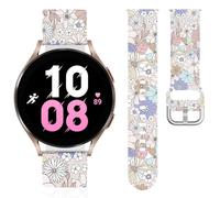 Vozehui Correa de reloj de silicona suave con estampado de leopardo compatible con Samsung Galaxy Watch 7/6/5/4/FE Strawberry (40/44 mm), Galaxy Watch 5 Pro 45 mm/Active 2/Watch 3,20 mm, mujeres