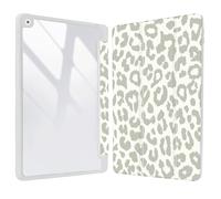 Vozehui Funda con estampado de leopardo de 10.2 pulgadas para iPad de 9ª/8ª/7ª generación con carcasa trasera transparente con soporte para lápices, funda protectora de soporte triple con encendido