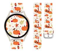 Vozehui Pulsera de acción de gracias de 20 mm compatible con Samsung Galaxy Watch 7 6 5 4 FE 40 44 mm pulsera para mujeres y hombres, pulsera de calabaza deportiva para Active 2/Galaxy Watch 3 41 mm
