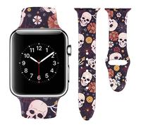 Vozehui - Pulseras compatibles con Apple Watch 38 mm 40 mm 41 mm para mujeres hombres niñas niños Halloween flor impresa silicona flexible reemplazo deportivo banda para iWatch Series SE 7 6 5 4 3 2 1