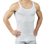VP PINUCCIO VENEGONI Juego de 3 camisetas de tirantes para hombre, ropa interior acanalada; Made in Italy 100% algodón mercerizado; camiseta de tirantes de hombro estrecha íntima blanca negra sin