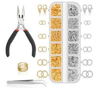 VPAFPEKG 1143 Piezas Anillos de Salto Abiertos, Cierres para Pulseras, Anillas Abiertas 4/5/6/8/10/12mm Cierre de Langosta con Caja de Almacenamiento para Fabricación de Joyas Herramienta de Bricolaje