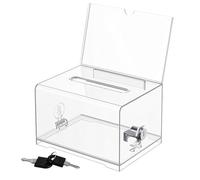VPAFPEKG Caja de Donaciones Acrílico, Caja para Donativos con Cerradura, Urna Transparente con Cerradura de Llave, Hucha Transparente para Sorteo, Votaciones, Concursos, Certámenes, Tarjetas de Visita