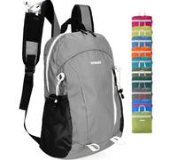 VPBAGE Mochila de senderismo impermeable de 15 L, mochila pequeña de viaje al aire libre, mochila ligera con trabillas para herramientas, gris claro, Mochila impermeable para senderismo