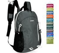 VPBAGE Mochila de senderismo impermeable de 15 L, mochila pequeña de viaje al aire libre, mochila ligera con trabillas para herramientas, A-gris oscuro, Mochila impermeable para senderismo