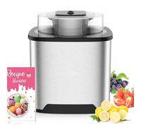Vpcok Direct Maquina de Helados de 2 litros Máquina para Hacer Helados de 12 W con Pico en Tapa Grande Visible 220 V, Máquina para Hacer Helados con Cuchara, Helado Especial y Receta