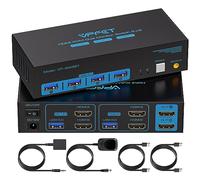 VPFET Conmutador KVM HDMI 2 PC 2 monitores 8K60Hz USB 3.0 Conmutadores KVM para dos ordenadores comparten monitor dual y cuatro periféricos Soporte Modo de ampliación y modo de copia con controlador