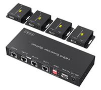 VPFET HDMI Extender Splitter sobre Cat5e 6 165ft 1 In 4 Out de Transmisión Balun Ethernet Soporta 1080p HDCP EDID POC Una fuente de alimentación para trabajar con