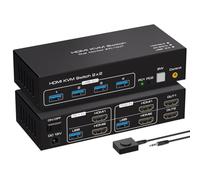 VPFET HDMI KVM Switch 2 PC 2 Monitore 4K60Hz KVM Switches Dual Monitore mit 4 USB Ports Unterstützung Kopieren und Erweiterte Anzeige und Desktop Steuerung Inklusive 2 USB3.0 Kabel