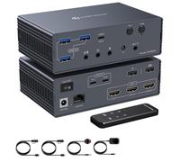 VPFET USB c Docking Station HDMI KVM Switch 2 PC 3 Monitore 4K60Hz Thunderbolt 4 para 3 Monitores 2 Portátiles con Compatibilidad DisplayLink Modo Extendido/Espejo para Mac y Windows