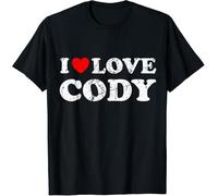 VPJGFL Distressed Grunge Worn out Style I Love Cody T-Shirt Black(X-Large)