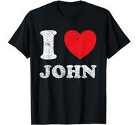 VPJGFL Distressed Grunge Worn out Style I Love John T-Shirt(X-Large)