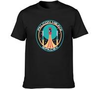 VPJGFL Heavy Falcon Space X Patch Elon Musk Spacex Mens T-Tshirts Camisetas y Tops Casual Cotton Unisex Black Tees Tops(Large)