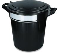 Vplast Suministros Para La Alimentación Cubo De Almacenamiento 40 L Negro, Tapa, Bloqueo Y Etiqueta De Escritura