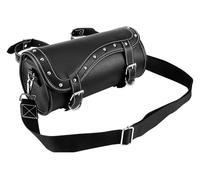 VPLPEREQAK Bolsa Asiento Motocicleta para Dyna para Sportster para Touring Cuero Hombre Bandolera Moto Horquilla Bolsa Equipaje Alforja(Black)