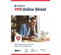 VPN Software en USB | Steganos VPN Online Shield | Navega de Forma anónima, Oculta tu IP, bloquea Publicidad y Tracking | WiFi público Seguro | 1 año para 5 Dispositivos | Windows y Mac