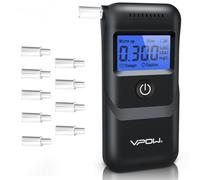 VPOW Alcoholimetro, Alcoholímetro Homologado Pantalla Digital LCD Azul, Precisión de Grado Alcoholemia Test, Alcolimetros Personal para Uso Doméstico y Profesional - Negro Oscuro