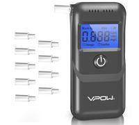VPOW Alcoholimetro, Alcoholímetro Homologado Pantalla Digital LCD Azul, Precisión de Grado Alcoholemia Test, Alcolimetros Personal para Uso Doméstico y Profesional - Gris