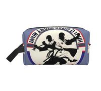 VPPUR Bolsa de almacenamiento con cremallera de gran capacidad con diseño de Taekwondo para artículos de tocador y maquillaje, Blanco, Talla única