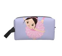 VPPUR Bolsa de almacenamiento con cremallera de gran capacidad con estampado de niña bailarina, organizador de cosméticos de viaje para artículos de tocador y maquillaje, Blanco, Talla única