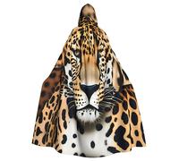 VPPUR Capa con capucha con estampado de leopardo animal para mujeres y hombres, Halloween, cosplay, carnaval, fiestas, eventos temáticos
